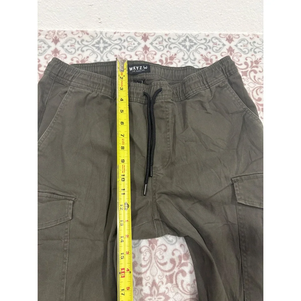 WXYZ Los Angeles Mens Cargo Jogger Pants Olive Green Elastic Waist Size L